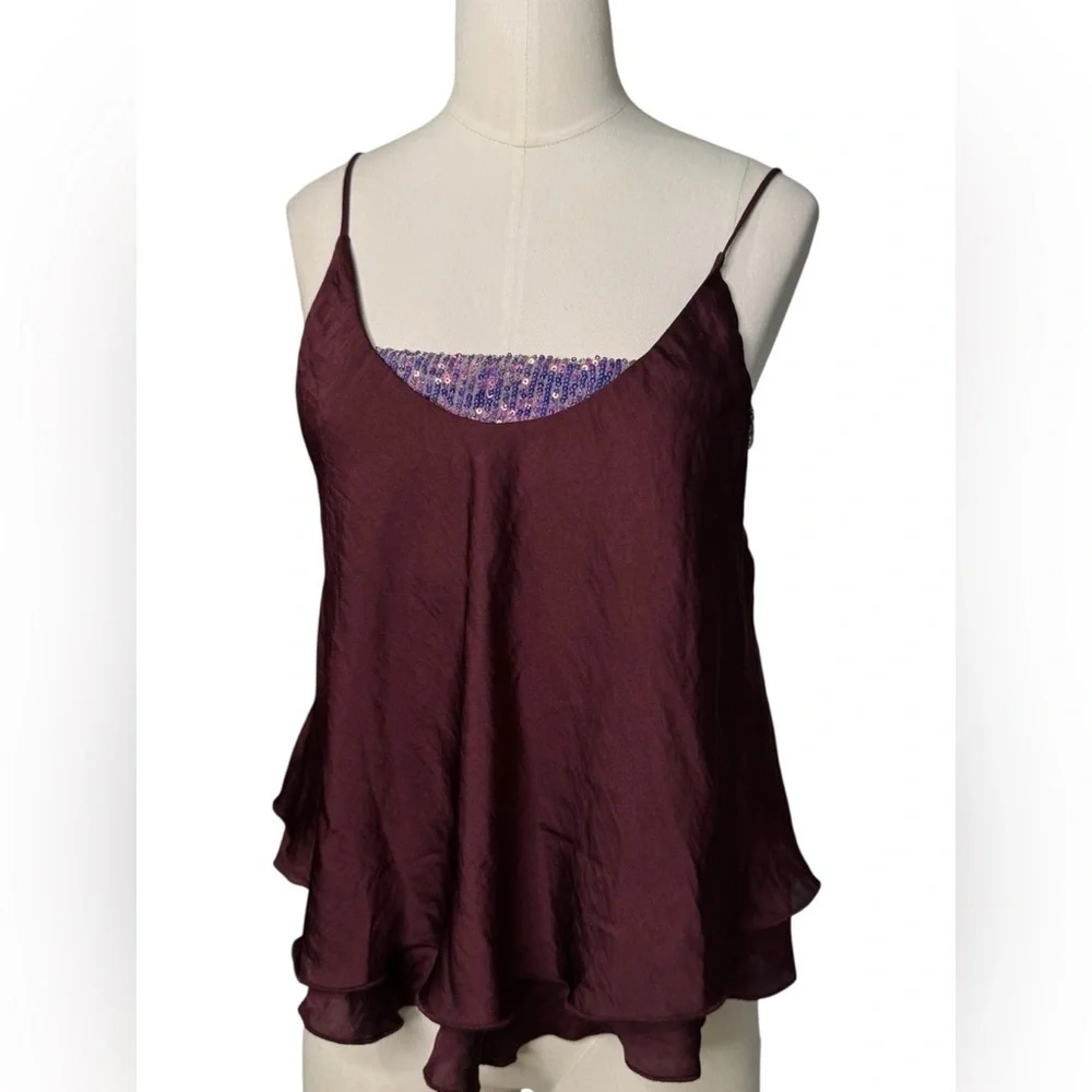 NWT - Free People Intimately Turn It On Sequin Camisole Vetiver Bloom - Size S